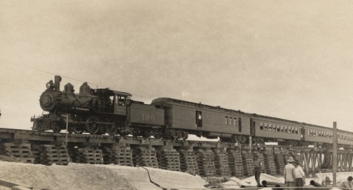 Writing prompt train over a bridge